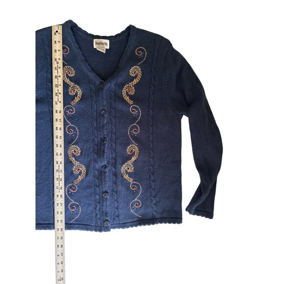 BonWorth Blue Embroidered Beaded Cardigan Sweater, Size MP - Picture 7 of 7